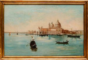 19th century, View of Venice with Punta della Dogana and Santa Maria della Salute